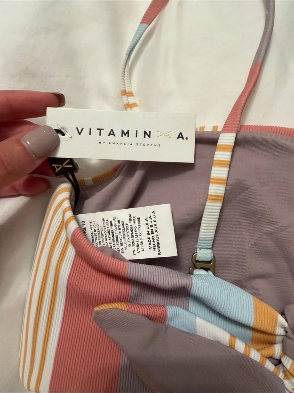 Vitamin A Striped Bikini in Dusty Rose, Sky Blue & Mustard